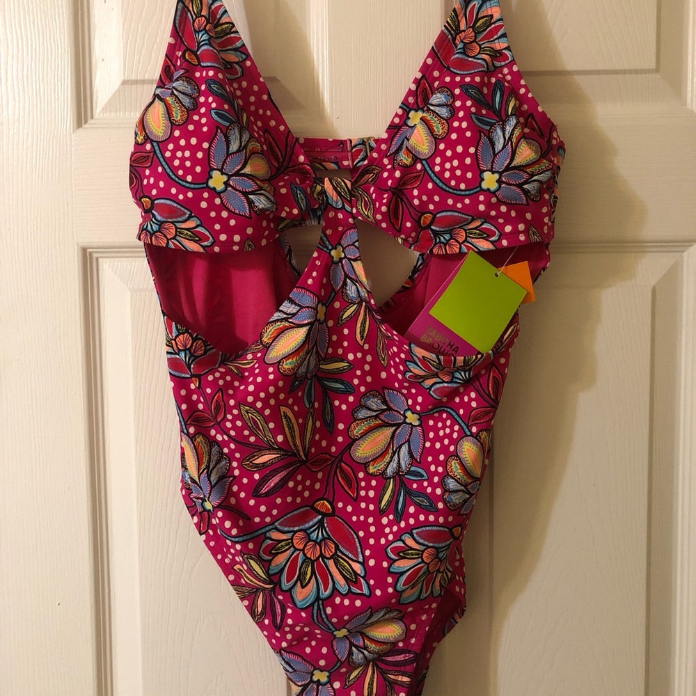 Tabitha Brown x Target Pink Floral Cutout One Piece Swimsuit X-Large New NWT